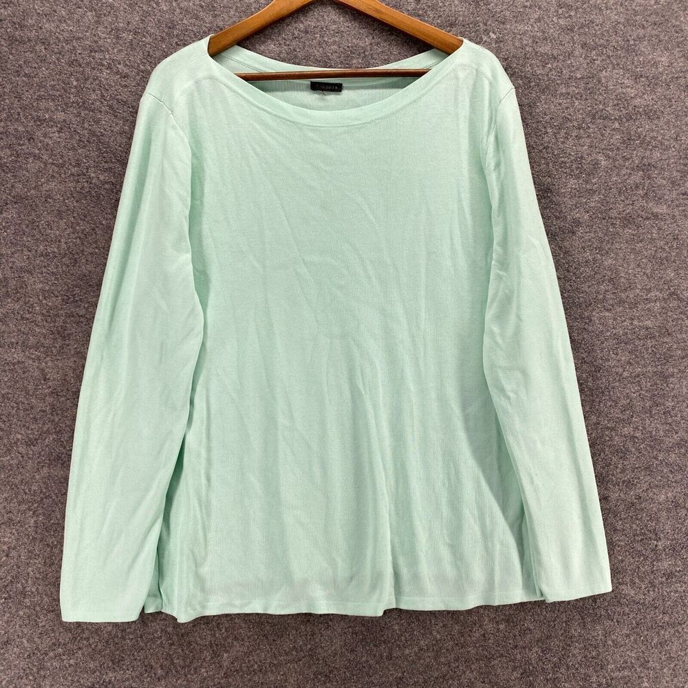 Talbots Sweater Women M Medium Green Knit Long Sleeve Pullover Cotton Casual